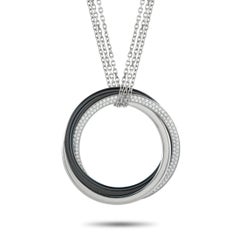 Cartier Trinity 18K White Gold 0.82ct Diamond and Ceramic Necklace CA41-051926