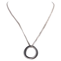 Cartier Trinity 18K White Gold 0.82ct Diamond and Ceramic Necklace CA41-051926