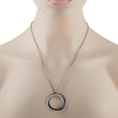 Cartier Trinity 18K White Gold 0.82ct Diamond and Ceramic Necklace CA42-051926