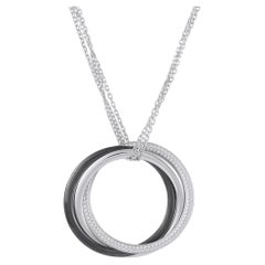 Cartier Trinity 18K White Gold 0.82ct Diamond and Ceramic Necklace CA42-051926