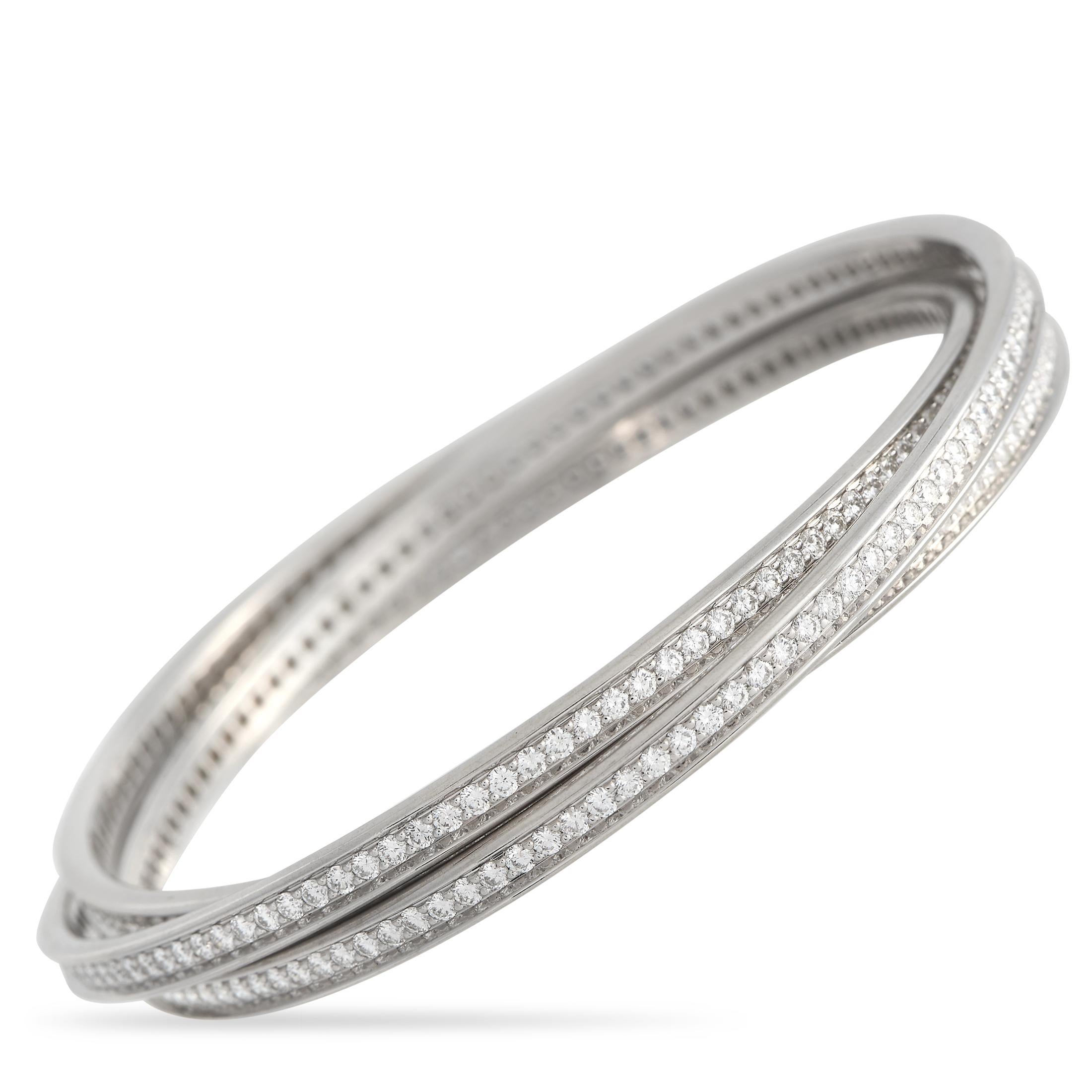 Cartier Trinity Armband aus 18 Karat Weißgold mit 7,50 Karat Diamanten im Zustand „Hervorragend“ in Southampton, PA