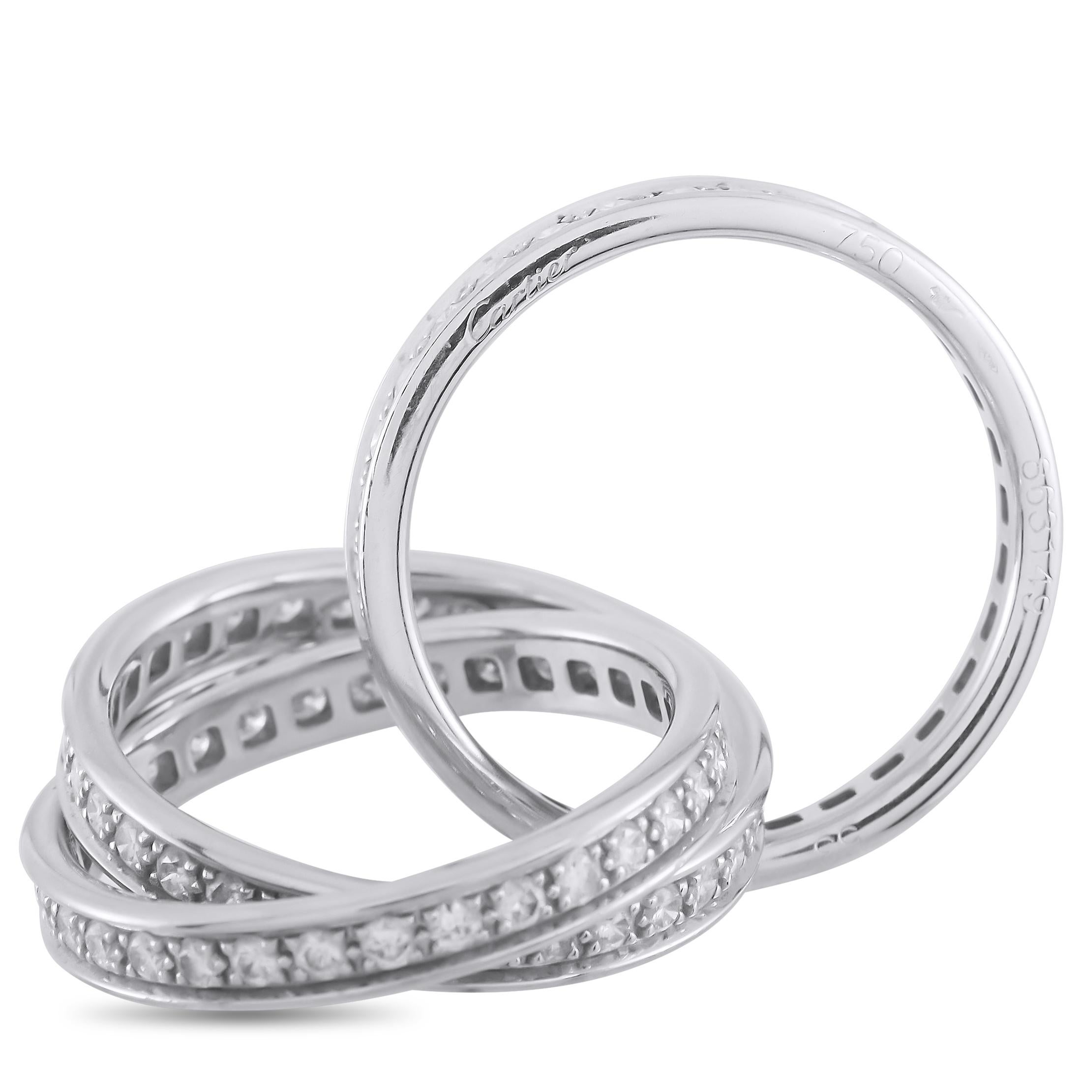 Cartier Trinity 18 Karat Weißgold Diamantring im Zustand „Hervorragend“ in Southampton, PA