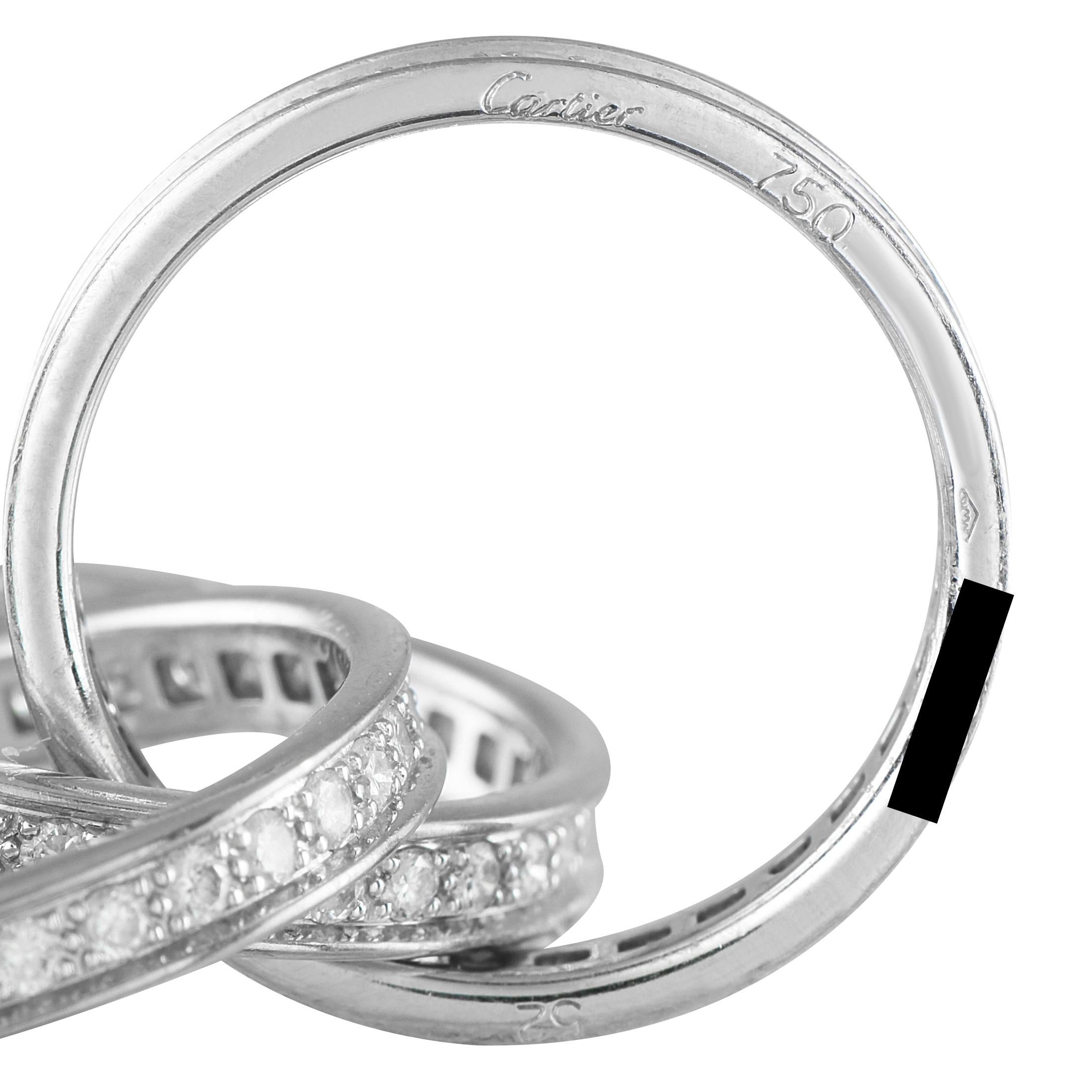 Cartier Trinity 18K White Gold Diamond Ring en Excelente estado para la venta en Southampton, PA