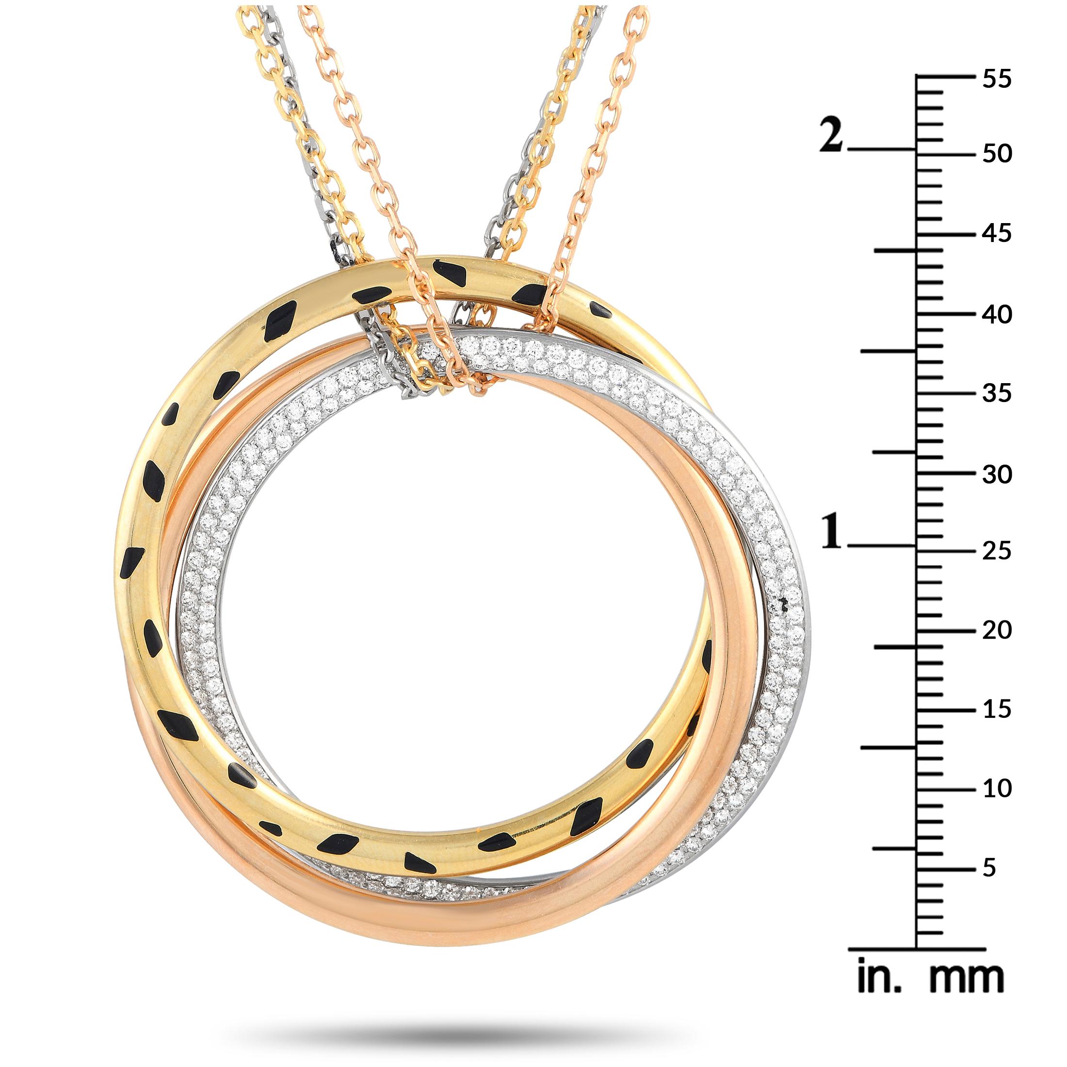 Cartier Trinity 18K Weiß-, Rose- und Gelbgold 0,88ct Diamant-Halskette (Rundschliff) im Angebot