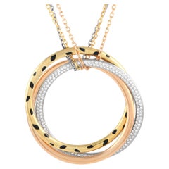 Cartier Trinity 18K White, Rose, and Yellow Gold 0.88ct Diamond Necklace