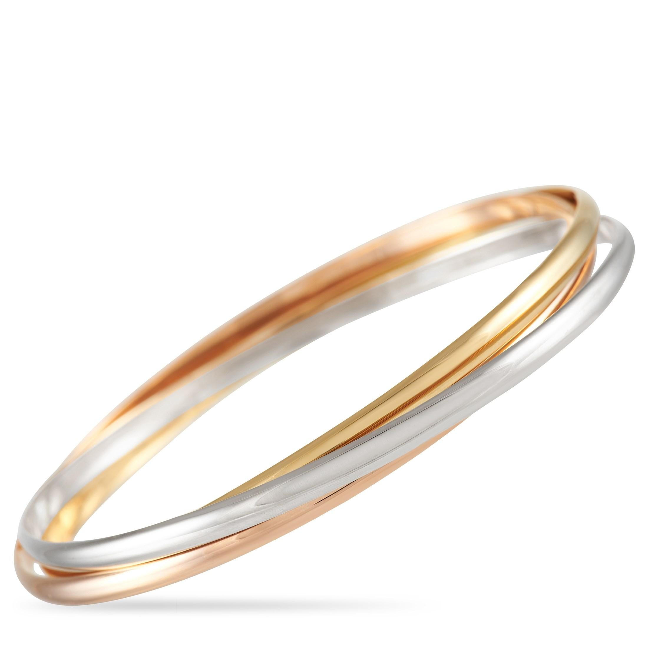 Women's Cartier Trinity 18K White, Yellow and Rose Gold Bracelet