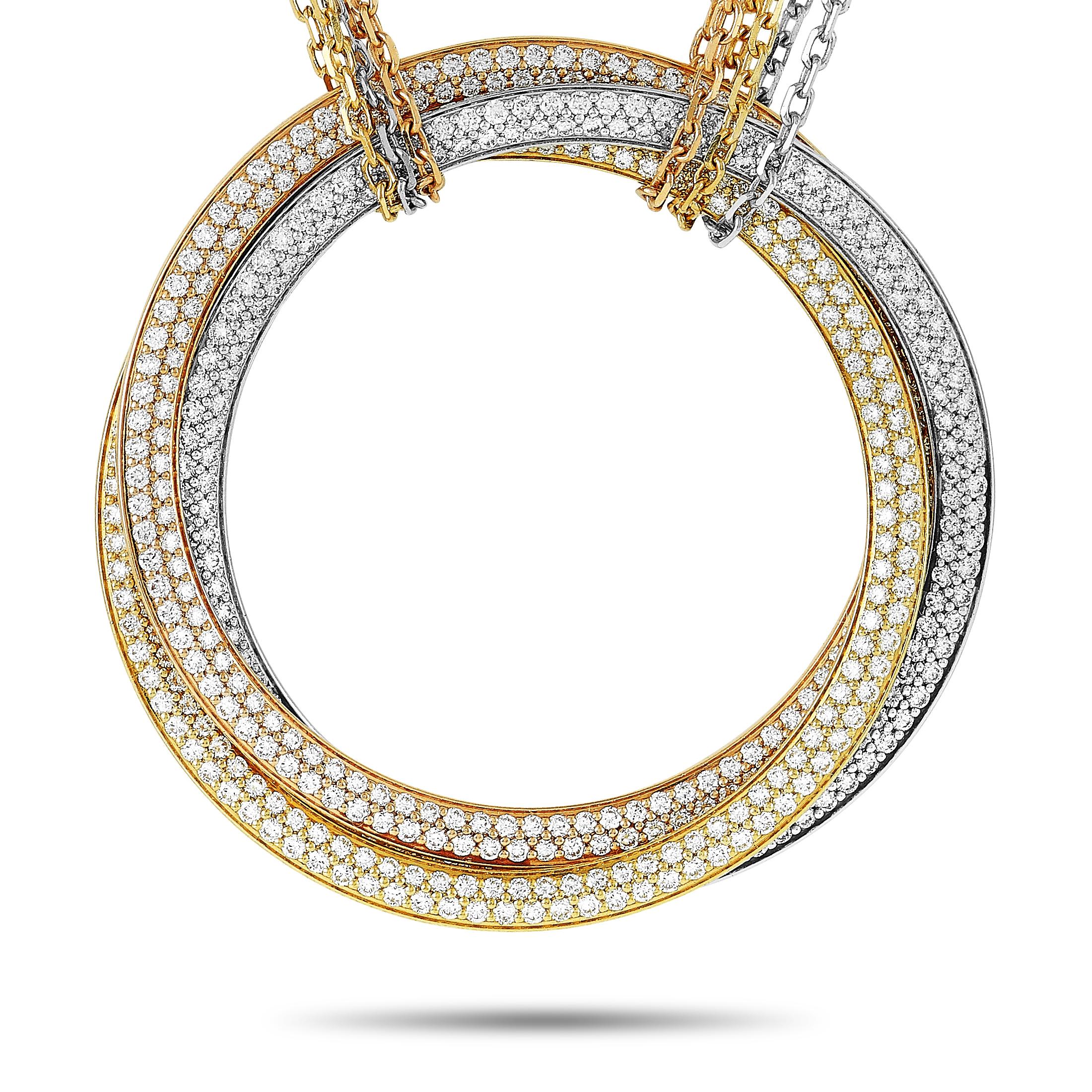 Cartier Trinity 18 Karat Weiß-, Gelb- und Rotgold Diamant-Halskette im Zustand „Hervorragend“ in Southampton, PA