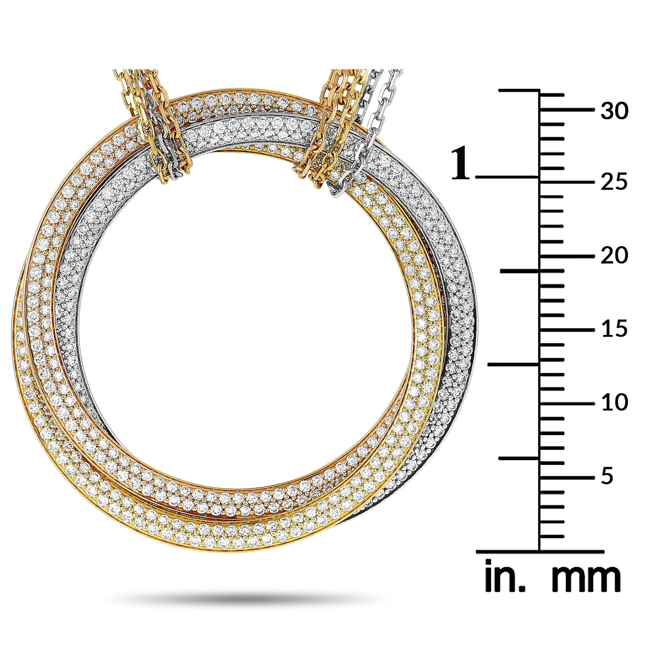Cartier Trinity 18 Karat Weiß-, Gelb- und Rotgold Diamant-Halskette 1