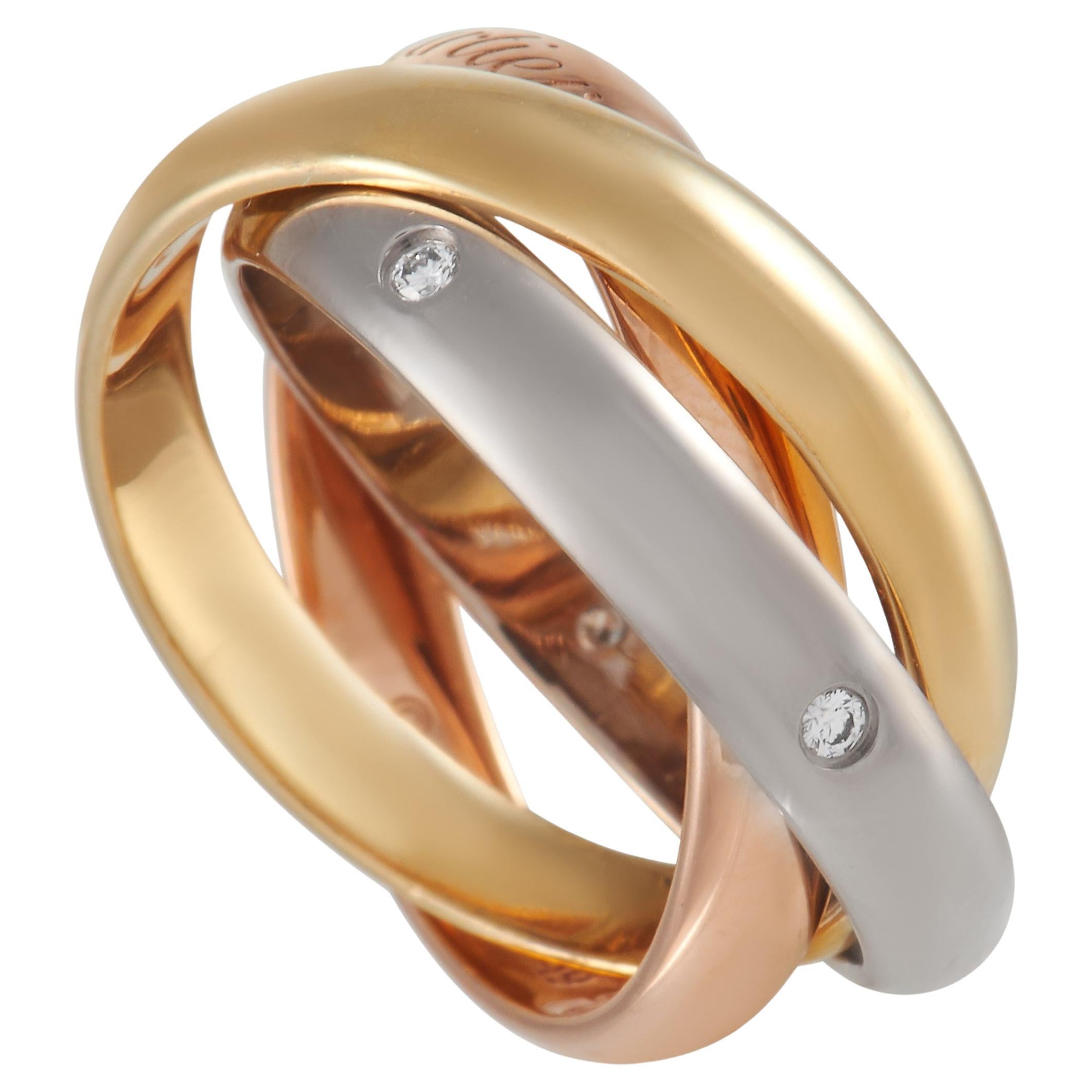 Cartier Trinity 18K White, Yellow and Rose Gold Diamond Ring For Sale at  1stDibs | cartier trinity gyűrű, meaning of cartier trinity ring, cartier  trinity ring meaning