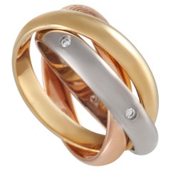 Cartier Trinity 18K White, Yellow and Rose Gold Diamond Ring
