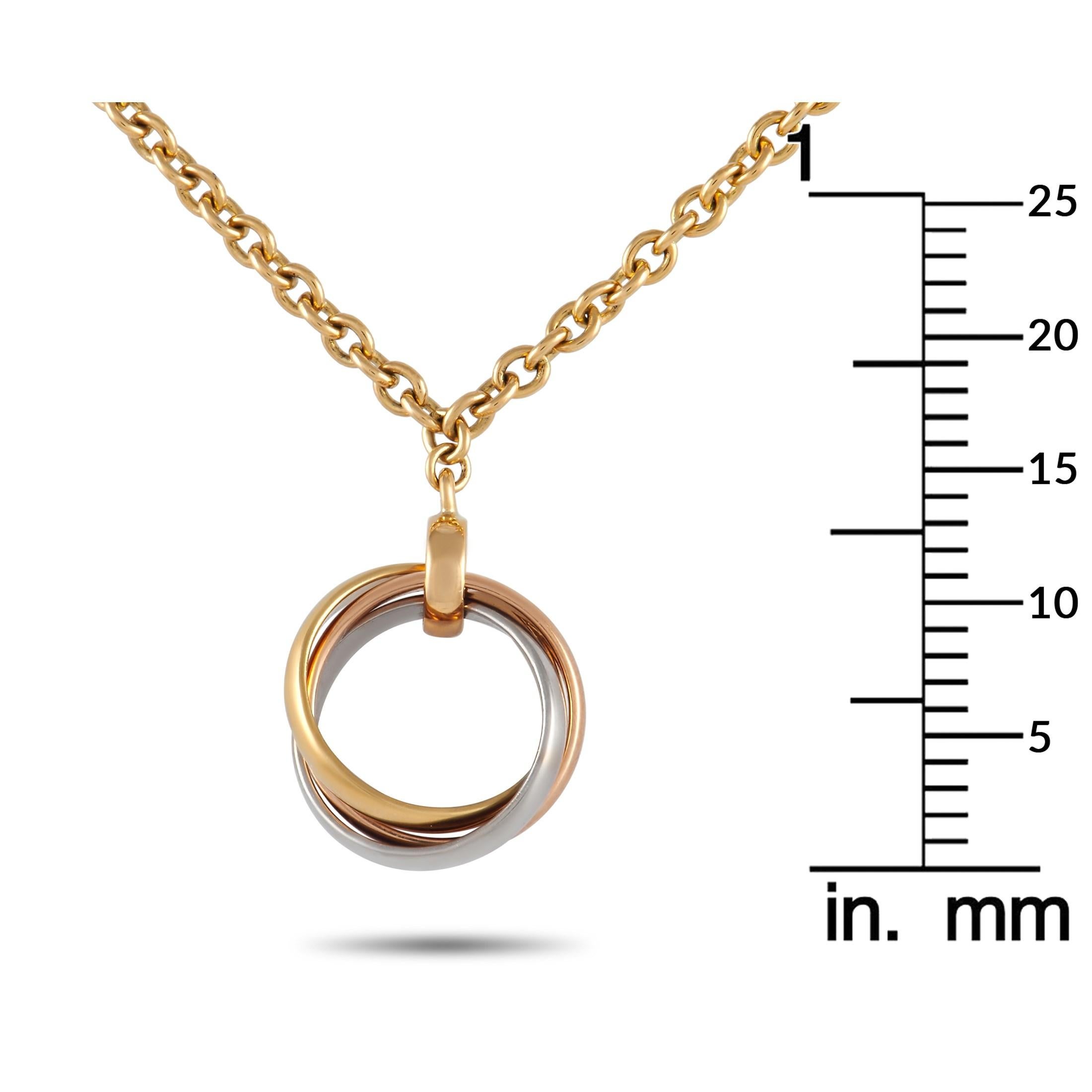 Cartier Trinity-Halskette aus 18 Karat Weiß-, Gelb- und Roségold im Zustand „Hervorragend“ in Southampton, PA