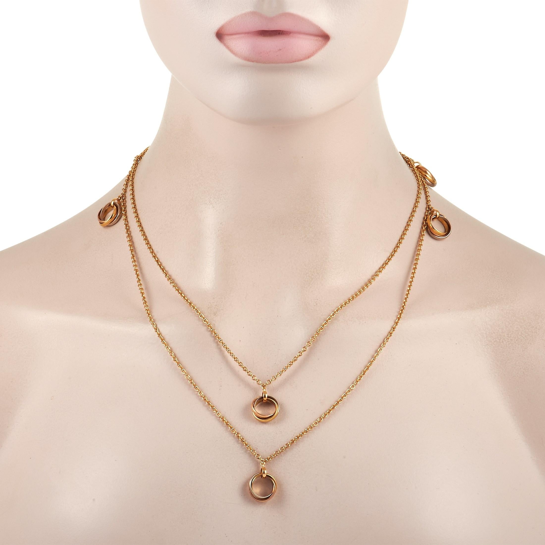 Cartier Trinity-Halskette aus 18 Karat Weiß-, Gelb- und Roségold Damen