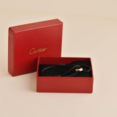 Cartier Trinity 18k White Yellow Rose Gold Black Cord Bracelet