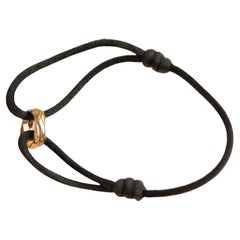 Cartier Trinity 18k White Yellow Rose Gold Black Cord Bracelet