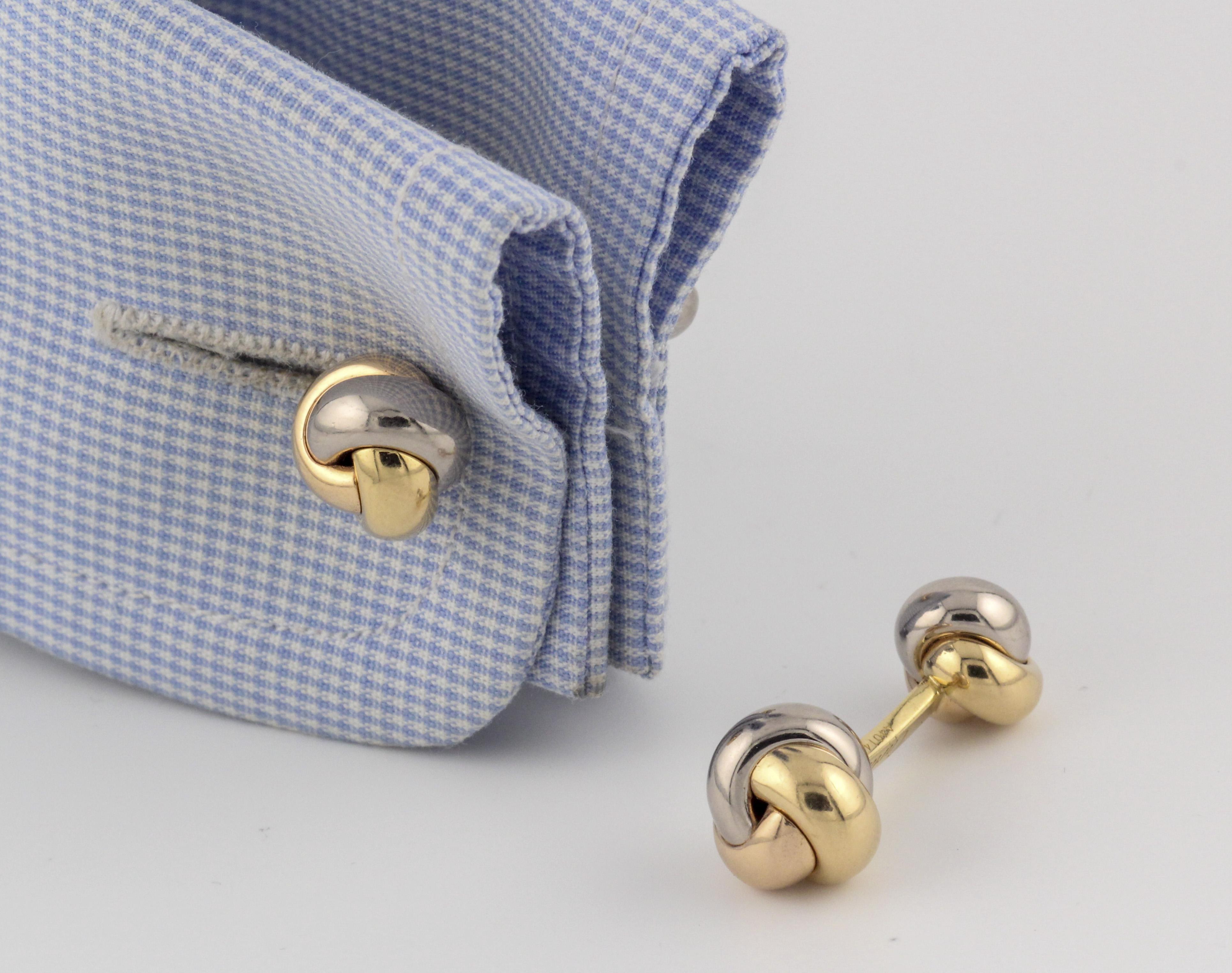 Cartier Trinity 18k White Yellow Rose Gold Knot Cufflinks For Sale 4