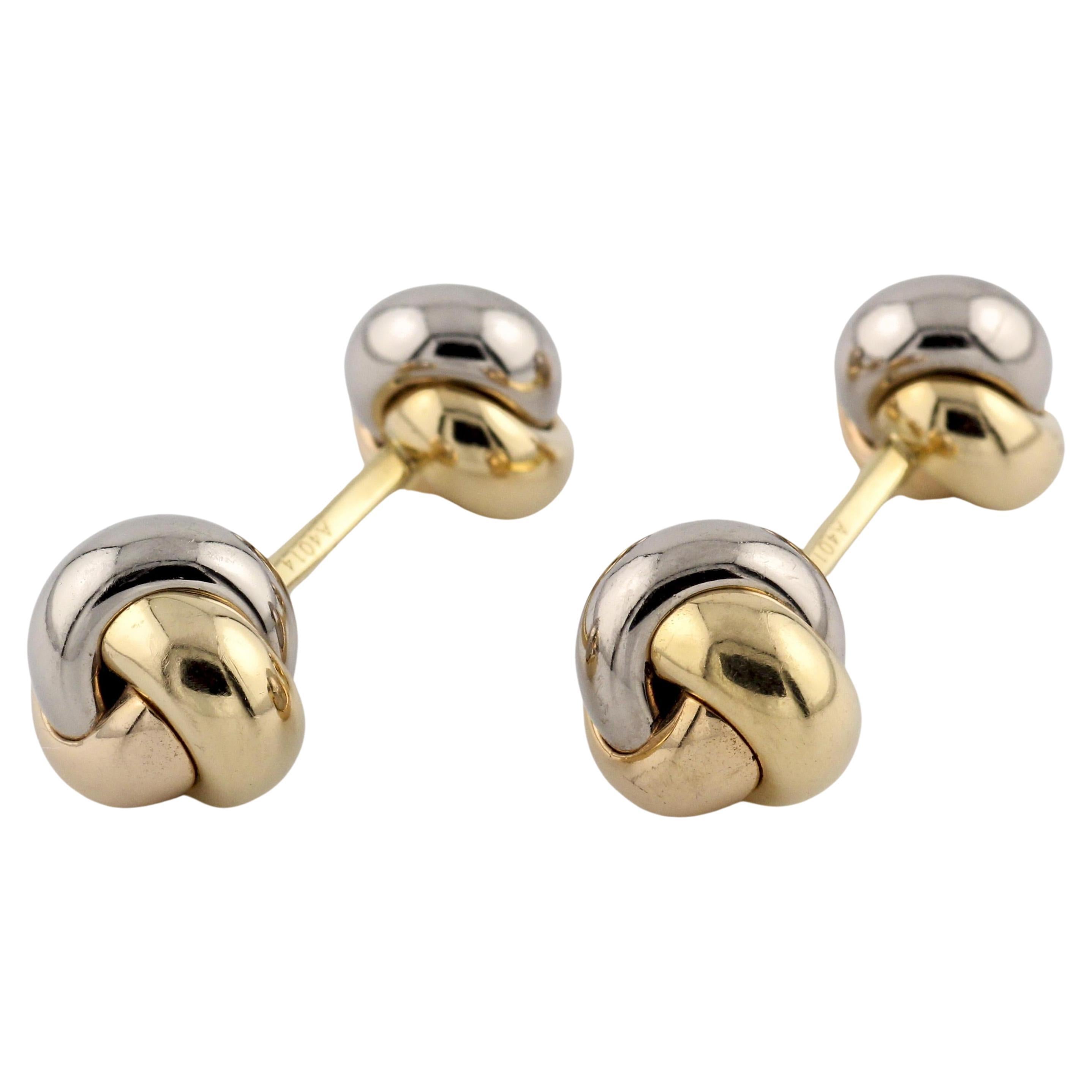 Cartier Trinity 18k White Yellow Rose Gold Knot Cufflinks For Sale