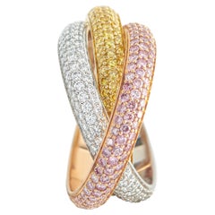 Cartier Trinity 18K White, Yellow, & Rose Gold Pink, Yellow, Diamond Ring