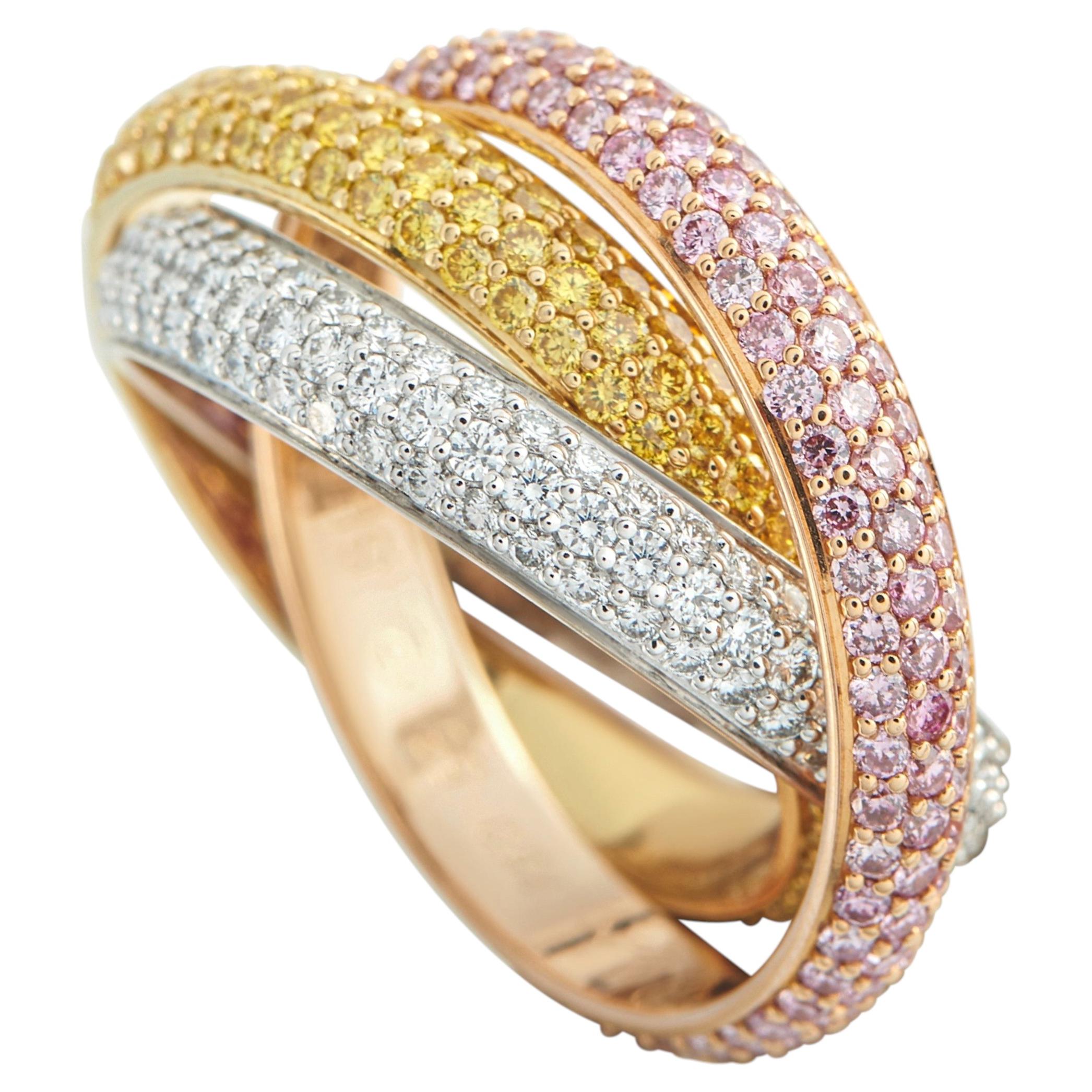 Bague Cartier Trinity en or blanc, jaune et rose 18 carats, rose, jaune et diamants
