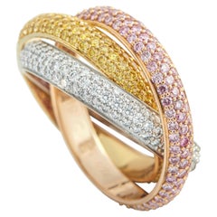 Cartier Trinity 18K White, Yellow, & Rose Gold Pink, Yellow, Diamond Ring