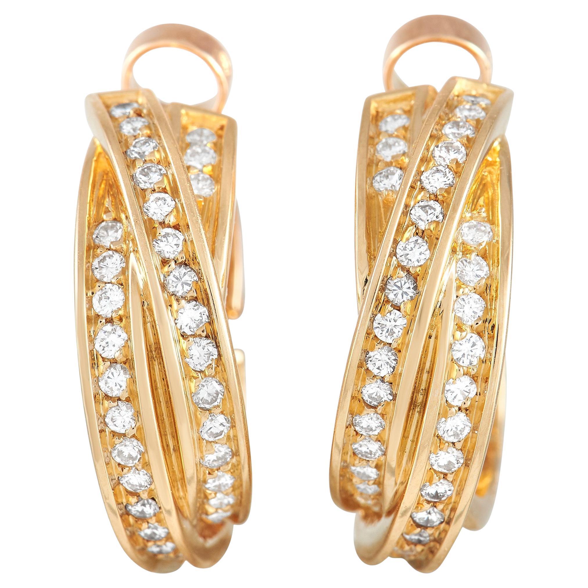 Cartier Trinity 18K Yellow Gold Diamond Earrings