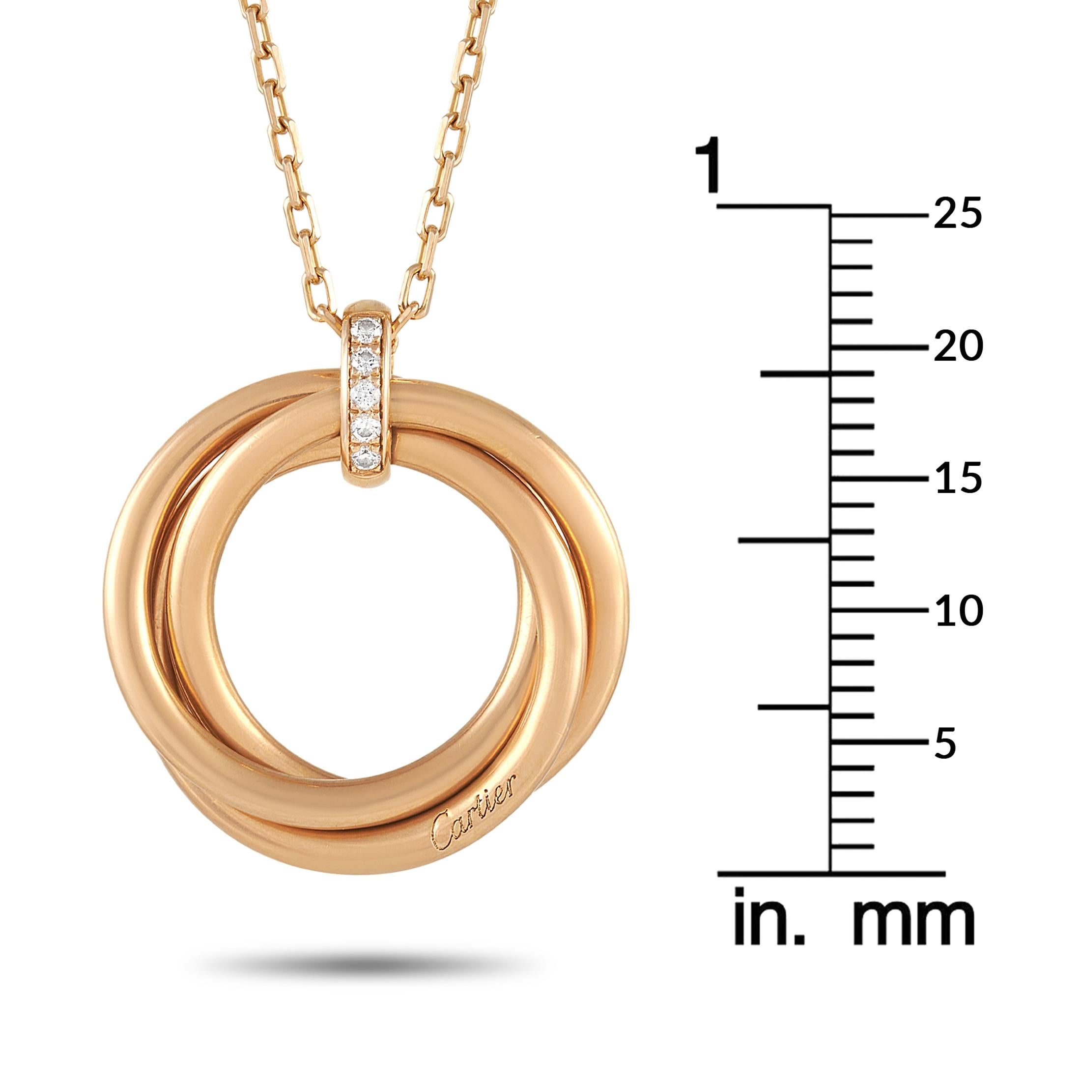 Women's Cartier Trinity 18k Yellow Gold Diamond Round Pendant Necklace