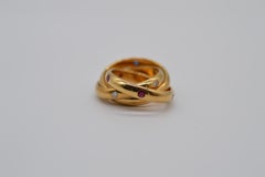 Cartier Trinity 18K Gelbgold Ring mit Diamanten:: Rubinen & Saphiren Ungetragen
