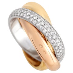 Cartier Trinity Diamantring aus 18 Karat Gelbgold, Weißgold, Roségold und Roségold