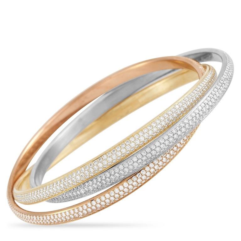 Cartier Trinity Armband, 18 Karat Gelb-, Roségold 9,00 Karat Diamant im  Angebot bei 1stDibs