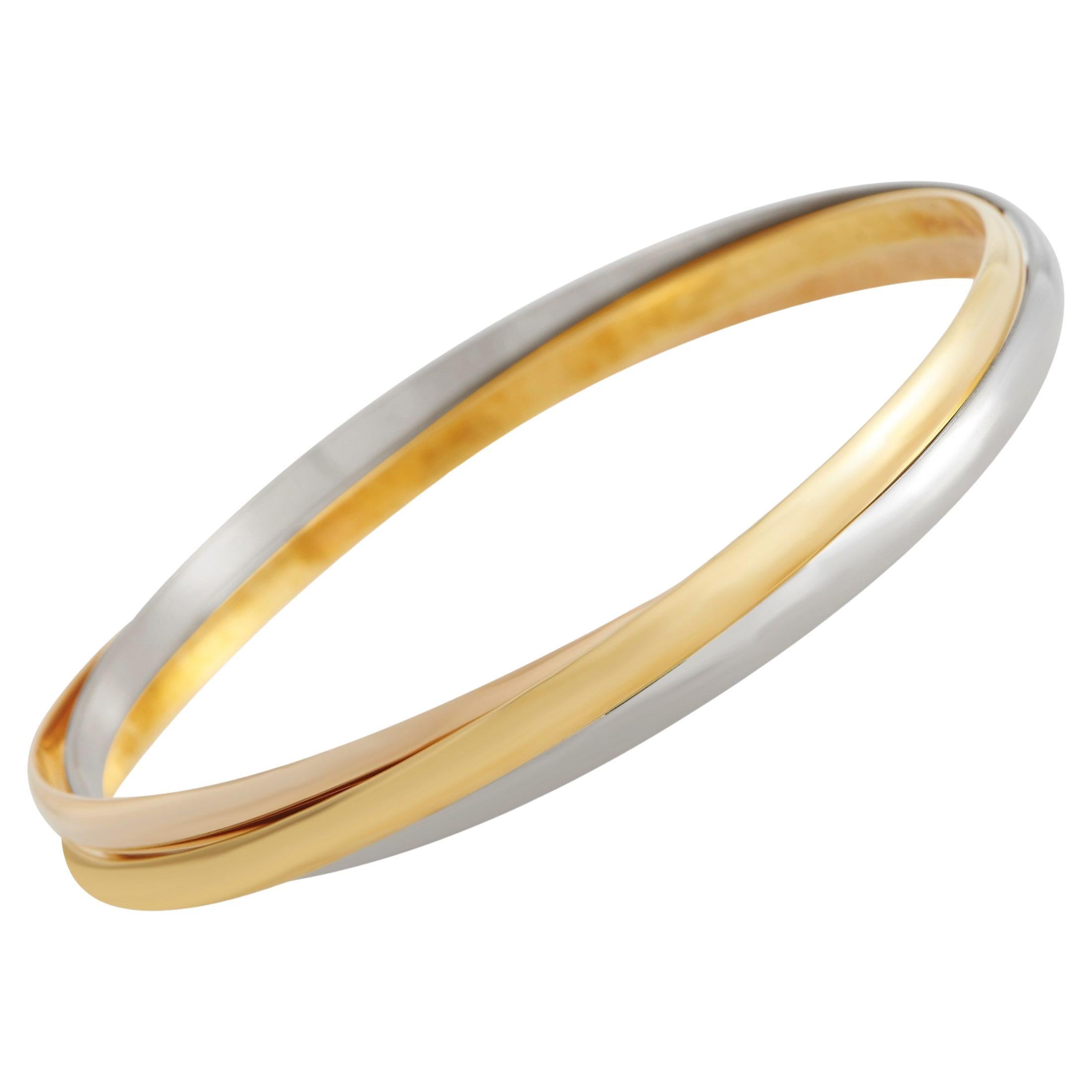 Cartier 18K Gold 3.50ctw Diamond Star Vintage Trinity Slip on Bangle