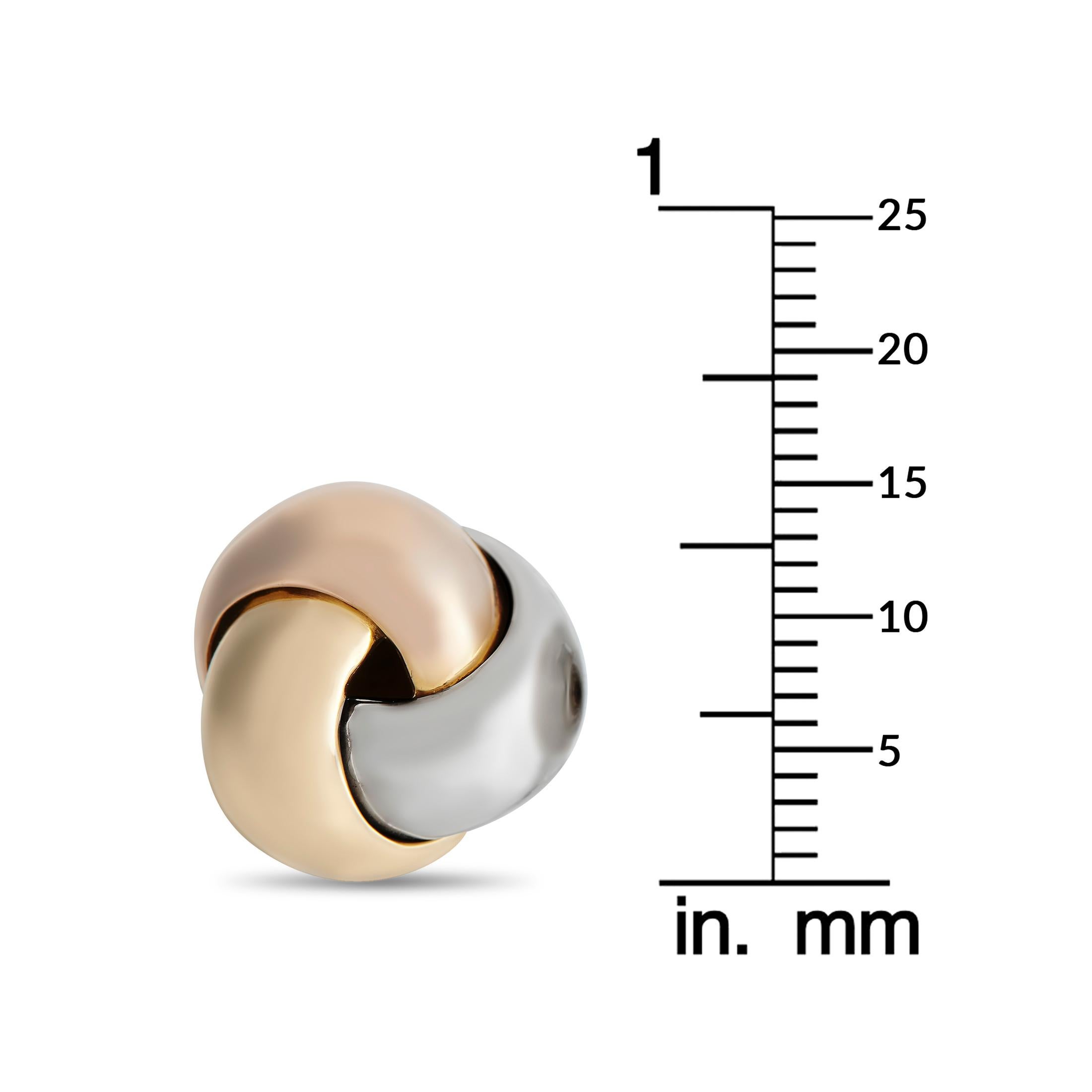 Cartier Trinity 18K Yellow, Rose and White Gold Knot Earrings at