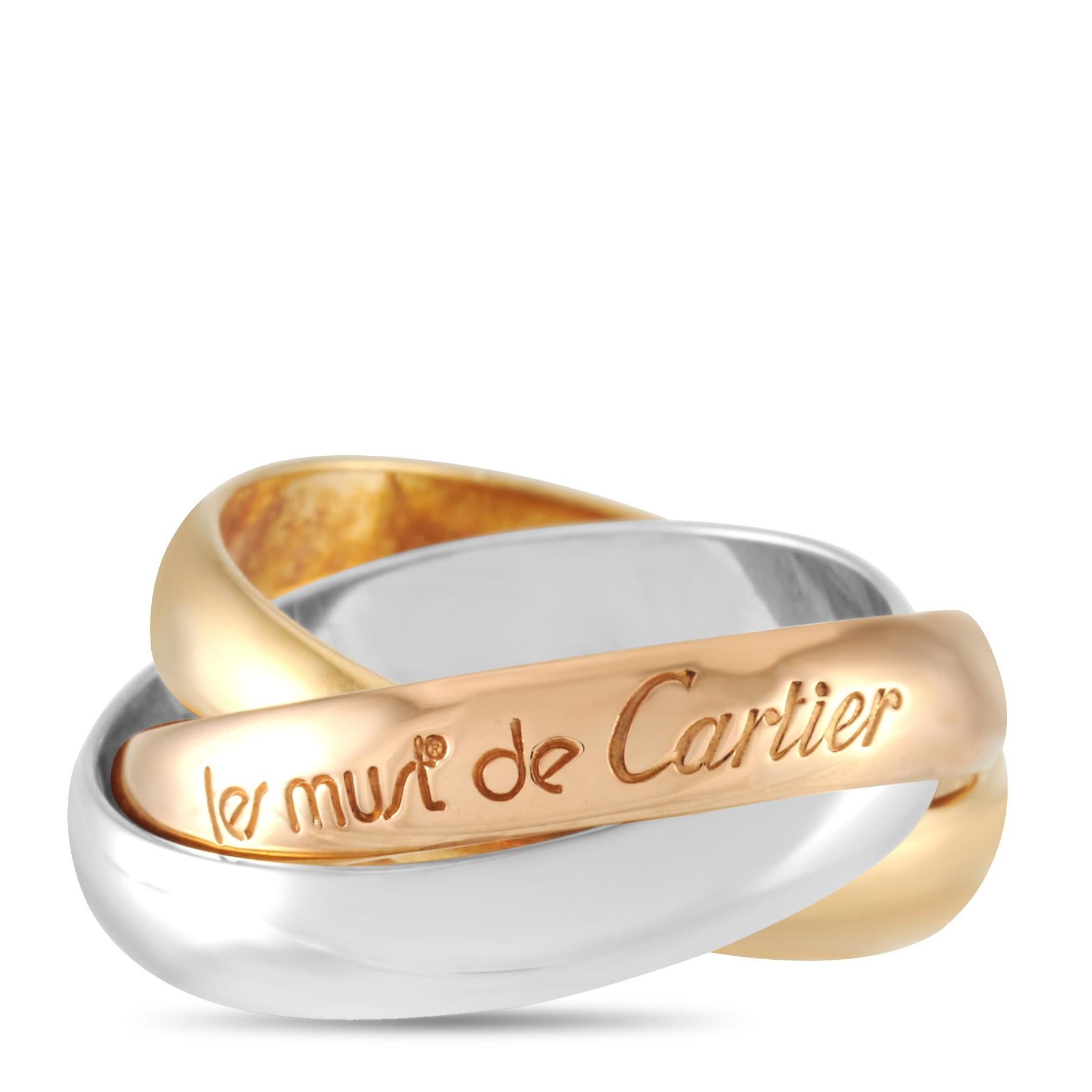 Women's Cartier Trinity 18 Karat Yellow, Rose and White Gold Ring