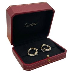 Orecchini a cerchio con diamanti in oro giallo rosa e bianco Cartier Trinity 18K
