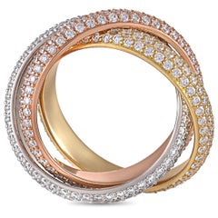 Cartier Trinity 18K Yellow, White, and Rose Gold 2.98 Ct Diamond Ring