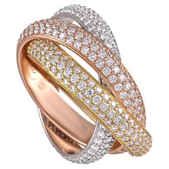 Cartier Trinity Ring aus 18 Karat Gelb-, Wei- und Rosgold mit 2,98 Karat Diamant