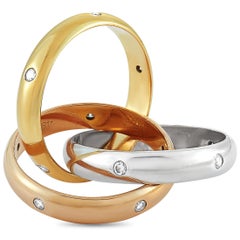 Cartier Trinity 18 Karat Yellow, White and Rose Gold and Diamond Ring