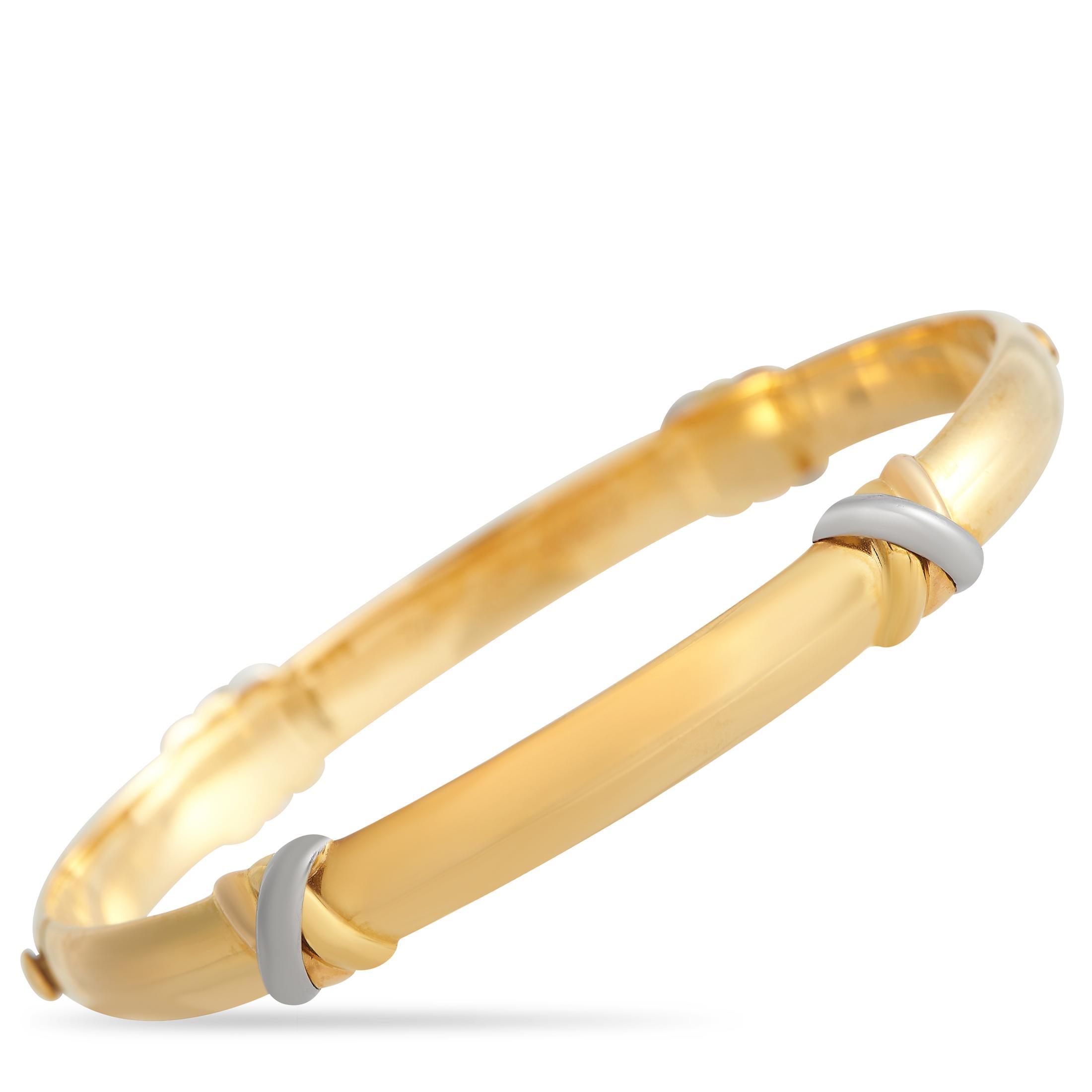 Cartier Trinity 18K Yellow, White and Rose Gold Bangle Bracelet In Excellent Condition In Southampton, PA