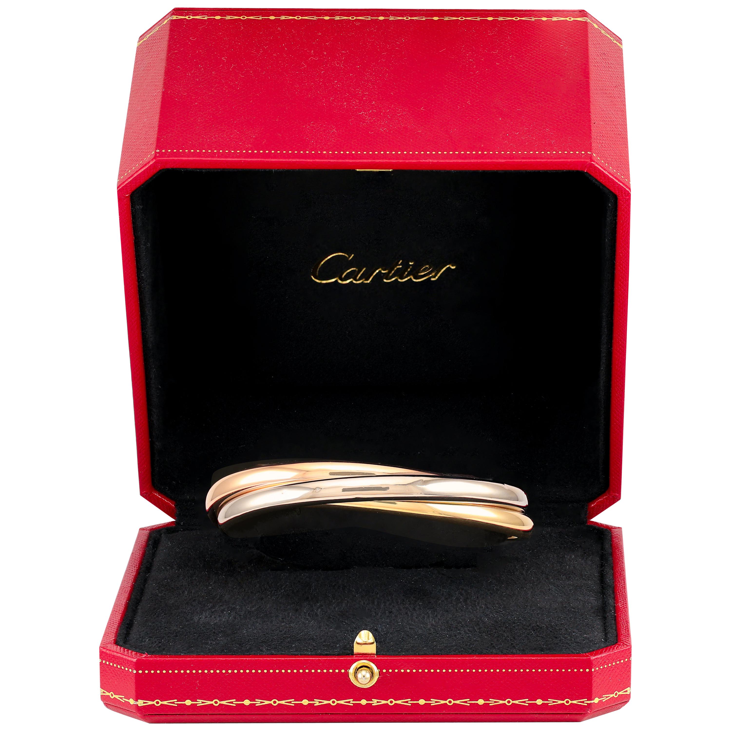 Cartier Trinity 18 Karat Yellow White and Rose Gold Cuff Bangle Bracelet