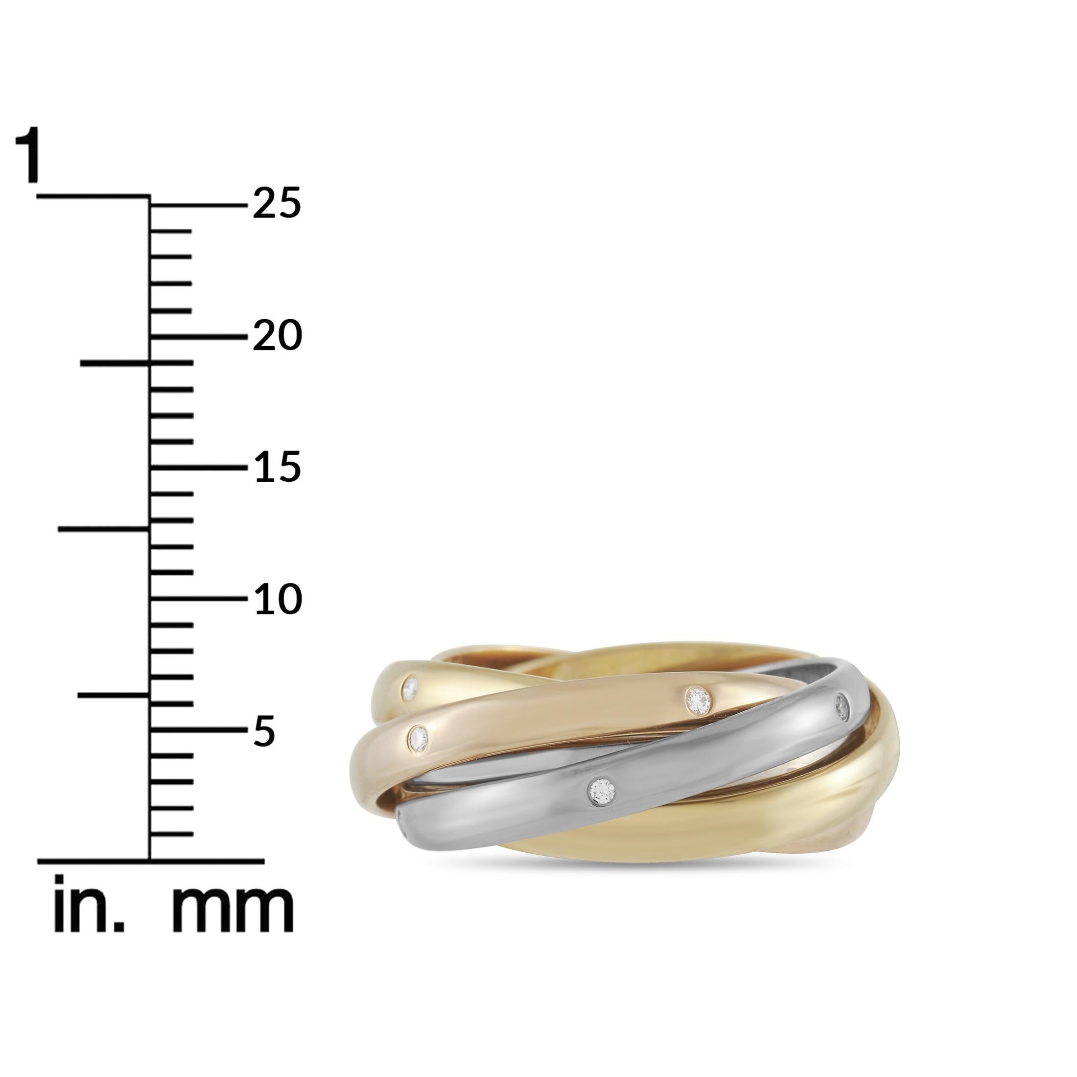 Cartier Trinity 18K Yellow, White and Rose Gold Diamond Ring 1