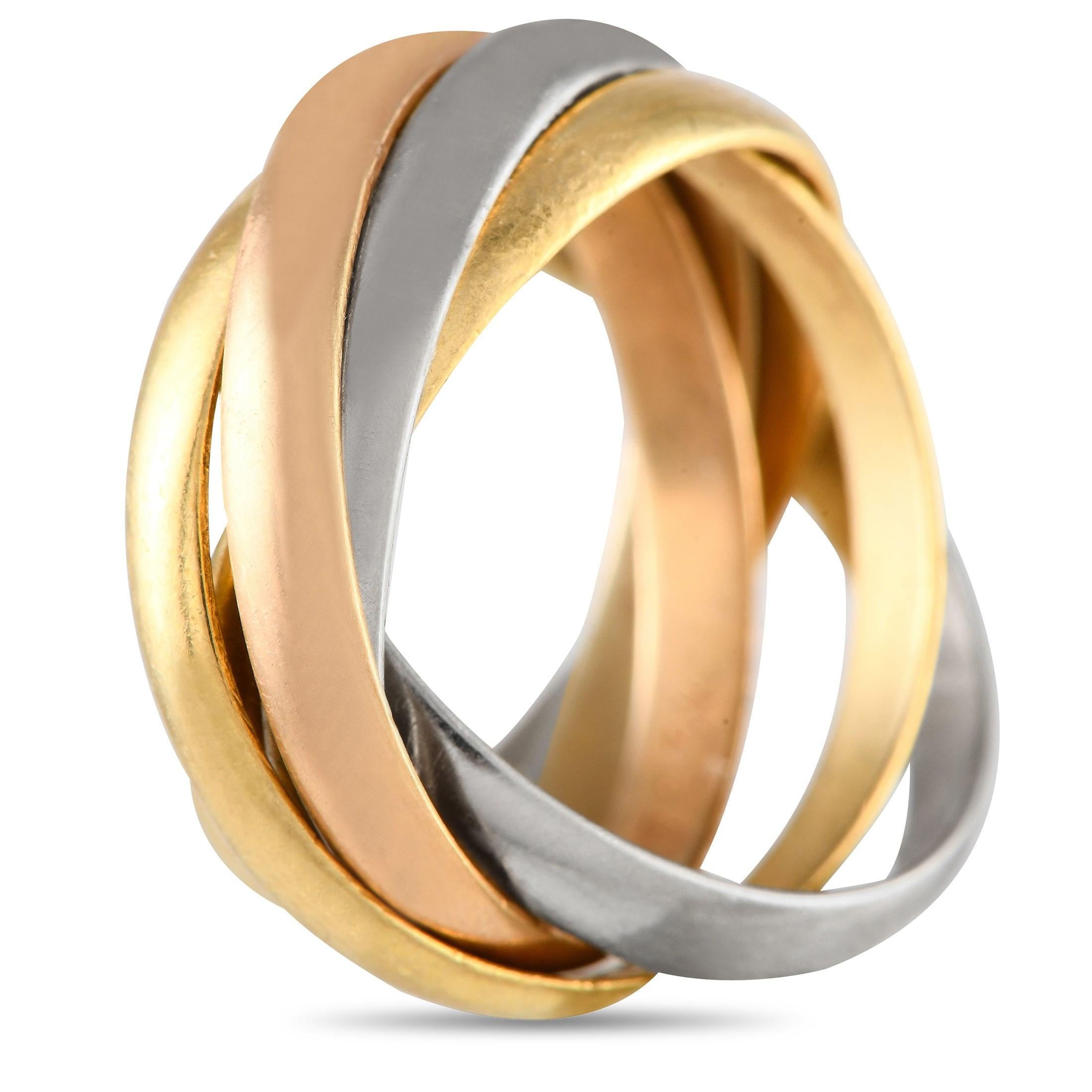 Cartier Trinity 18K Yellow, White, and Rose Gold Ring at 1stDibs