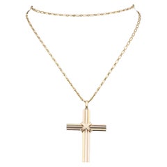 Cartier Trinity Collar Largo Colgante Cruz 18K Oro Amarillo Blanco Rosa