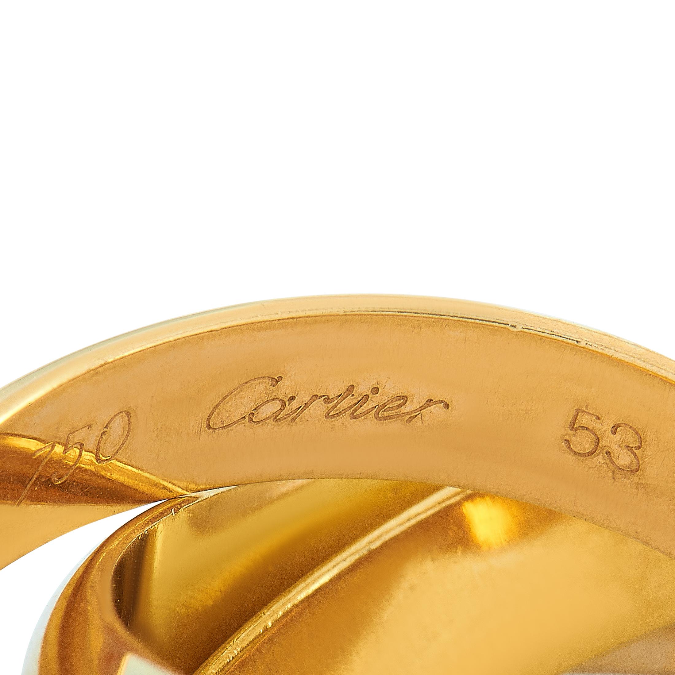Cartier Trinity 18 Karat Yellow/White/Rose Gold Band Ring 2