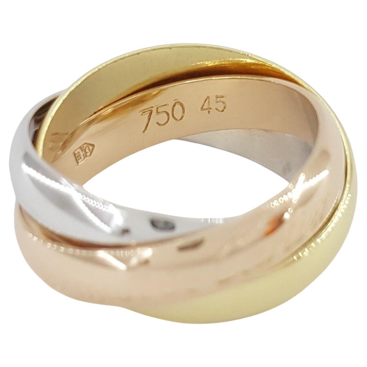  Cartier Trinity 18K Yellow, White & Rose Gold Ring 