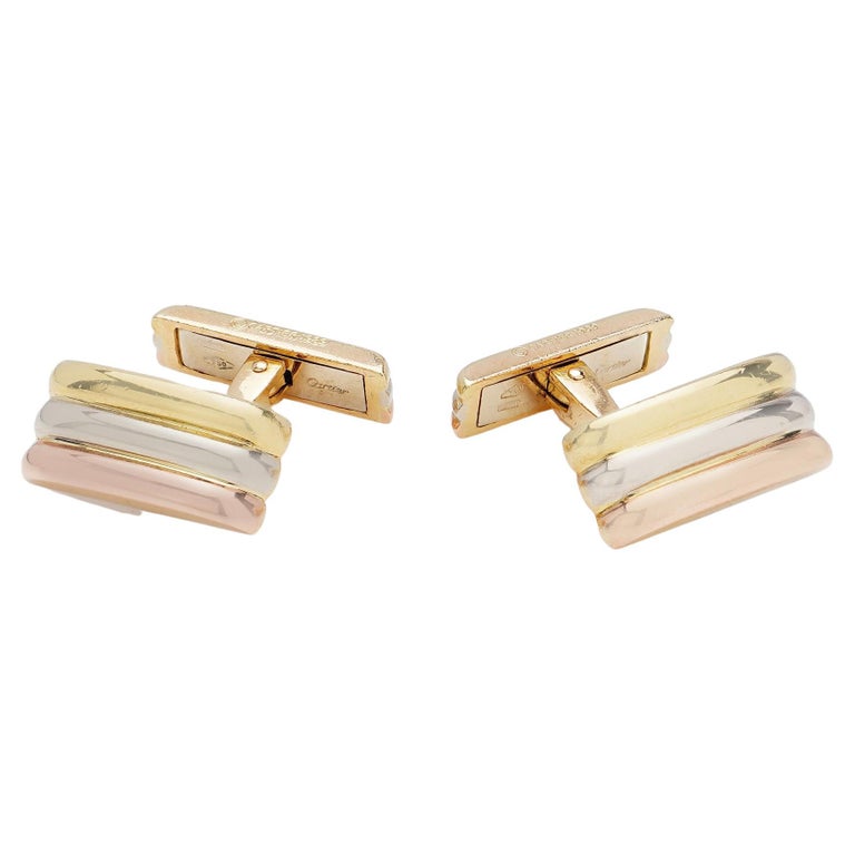 Cartier Trinity 18kt Gold Cufflinks in Original Box For Sale