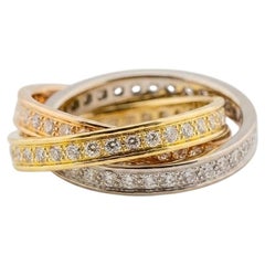 Cartier Trinity 3-Band Diamond Multi-Colored Gold Ring