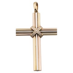 Cartier Trinity 3 Color 18k Gold Large Cross Charm Pendant