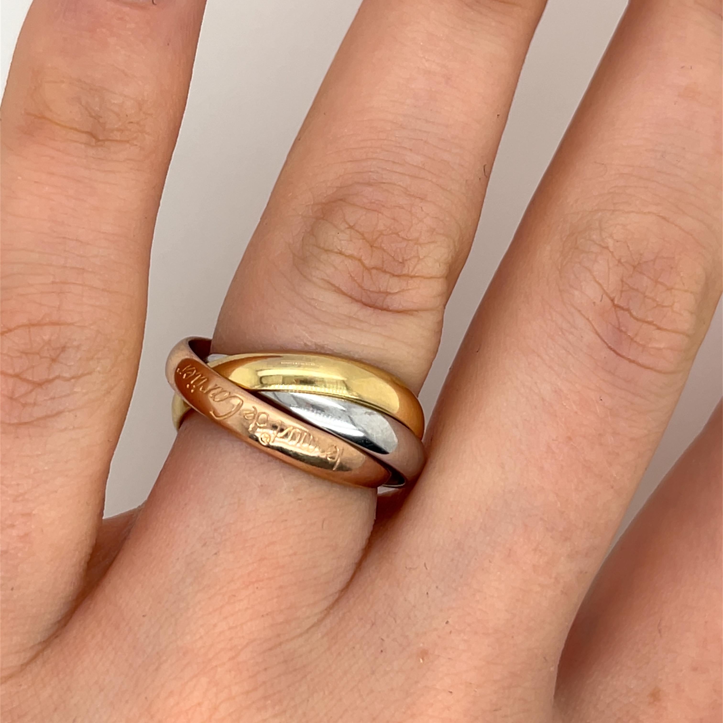 Cartier Trinity 3 Colour 18ct Gold Ring In Excellent Condition In London, GB