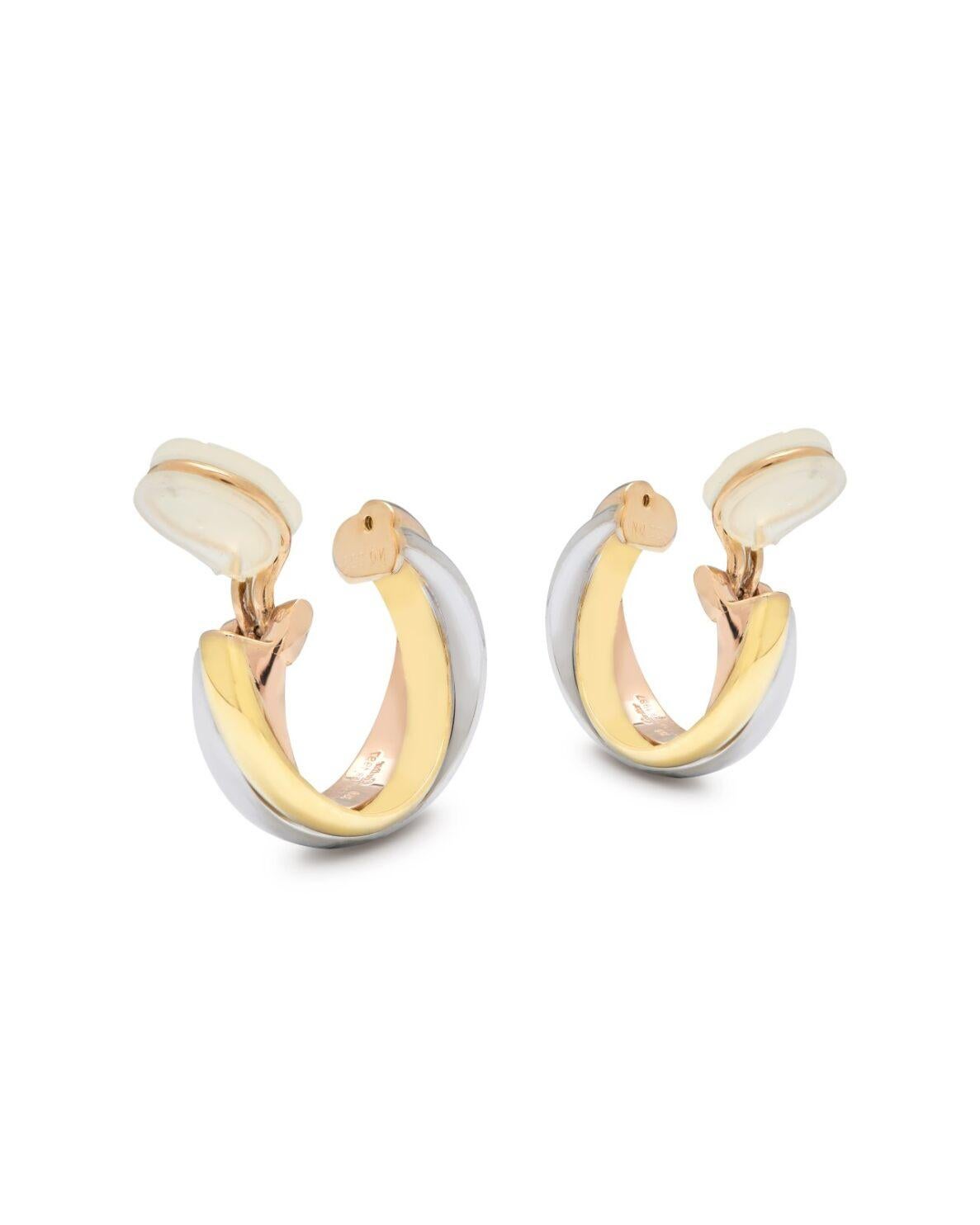 Contemporary Cartier Trinity 3 colour gold clip-on Earrings Circa 2014 For Sale