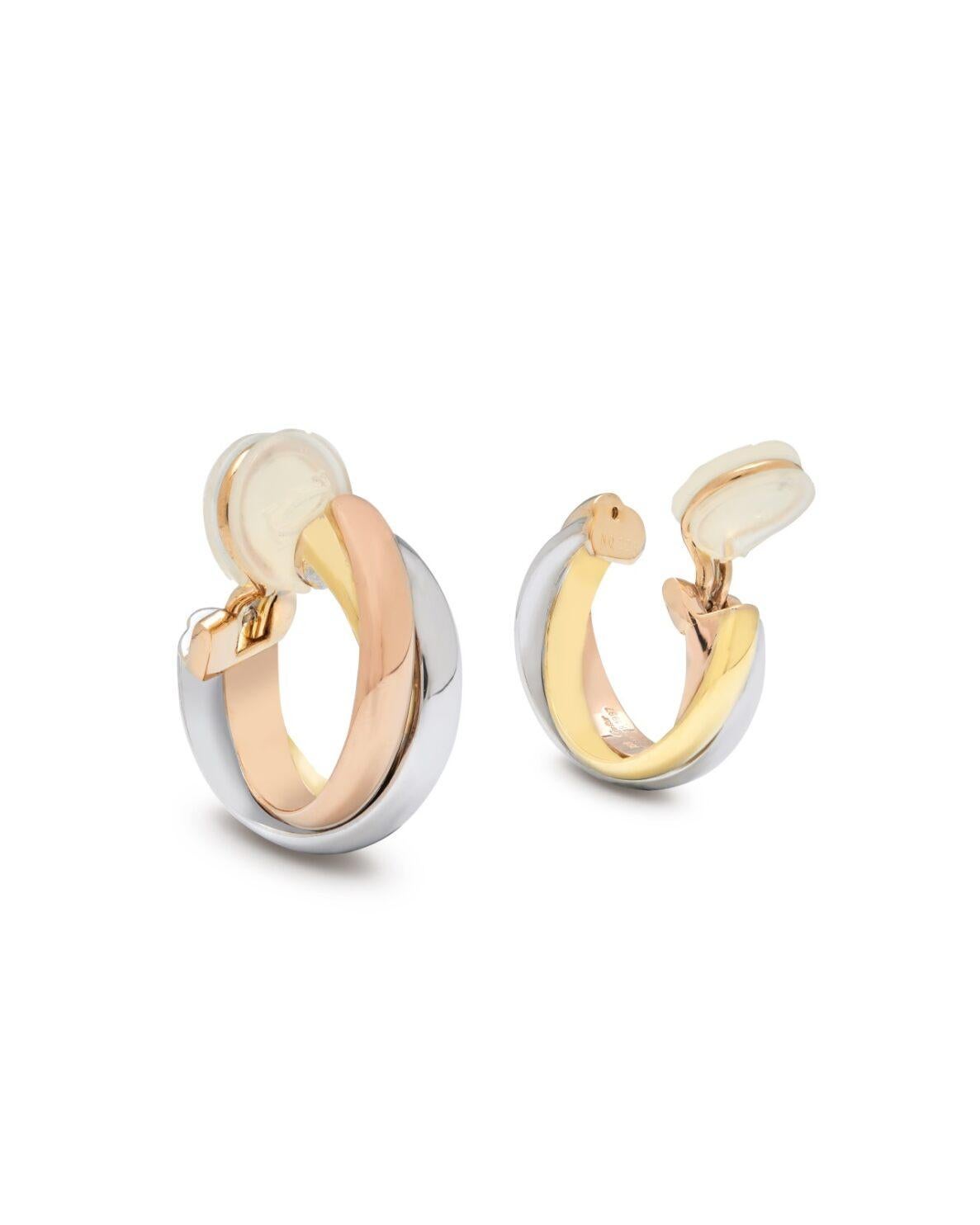 Cartier Trinity 3 colour gold clip-on Earrings Circa 2014 In Good Condition For Sale In Addlestone, GB