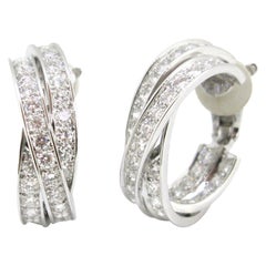 Retro Cartier Trinity 6 Carat Diamonds White Gold Hoop Earrings