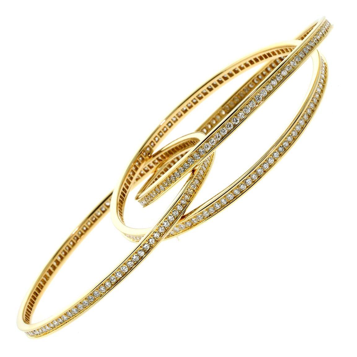 Cartier Trinity Pulsera de oro amarillo de 18 quilates con 6,45 quilates de diamantes Corte redondo en venta
